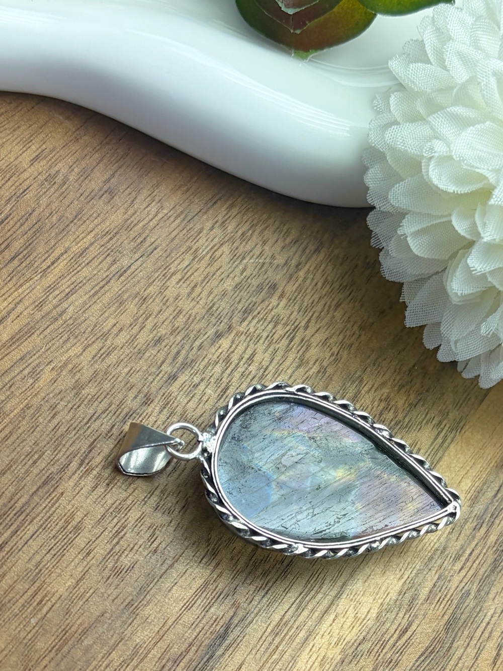 Purple Labradorite Pendant Necklace Boho Southwest Sterling Silver 925 Overlay - Picture 6 of 8